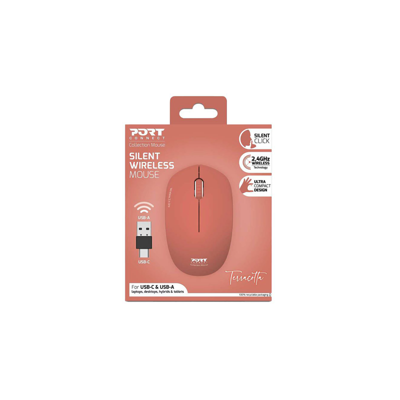 Port Collection Wireless Mouse - Terracotta New
