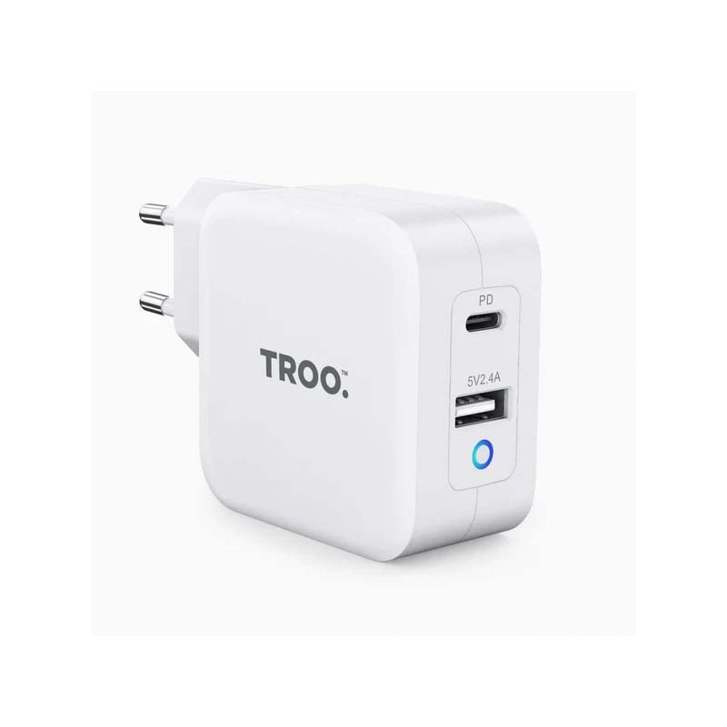 TROO PD 65W Fast Dual Type C and USB Laptop Adapter