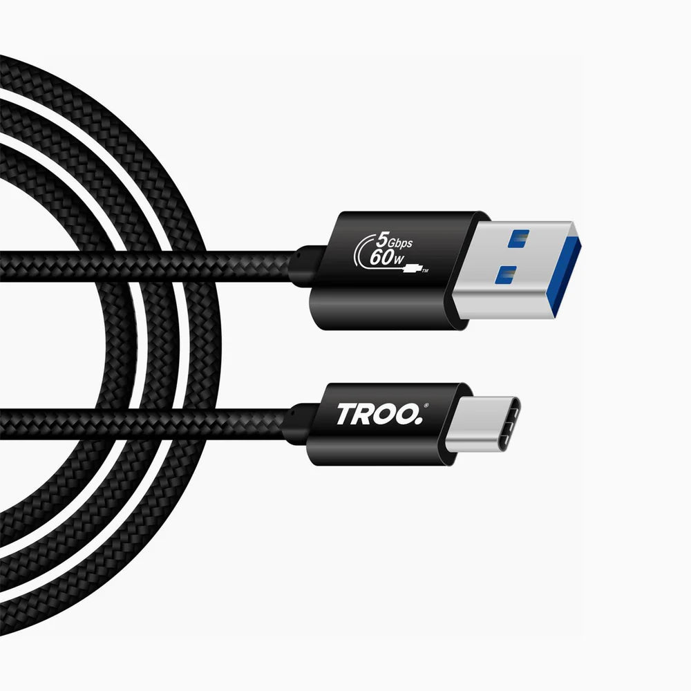 TROO 30W USB 3.0 to USB C Braided Cable