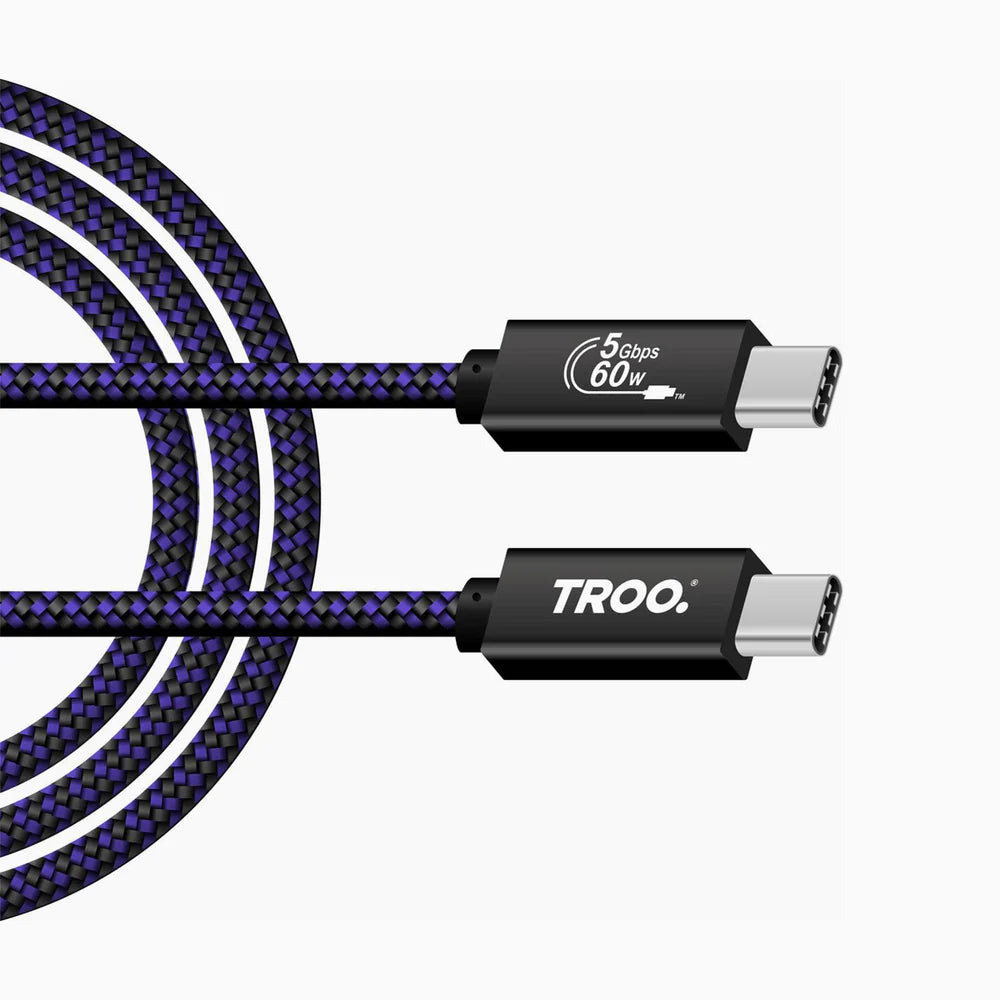 TROO 60w USB C To USB C Braided Cable