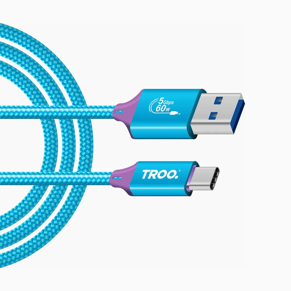 TROO 60W USB A to USB C Braided Cable