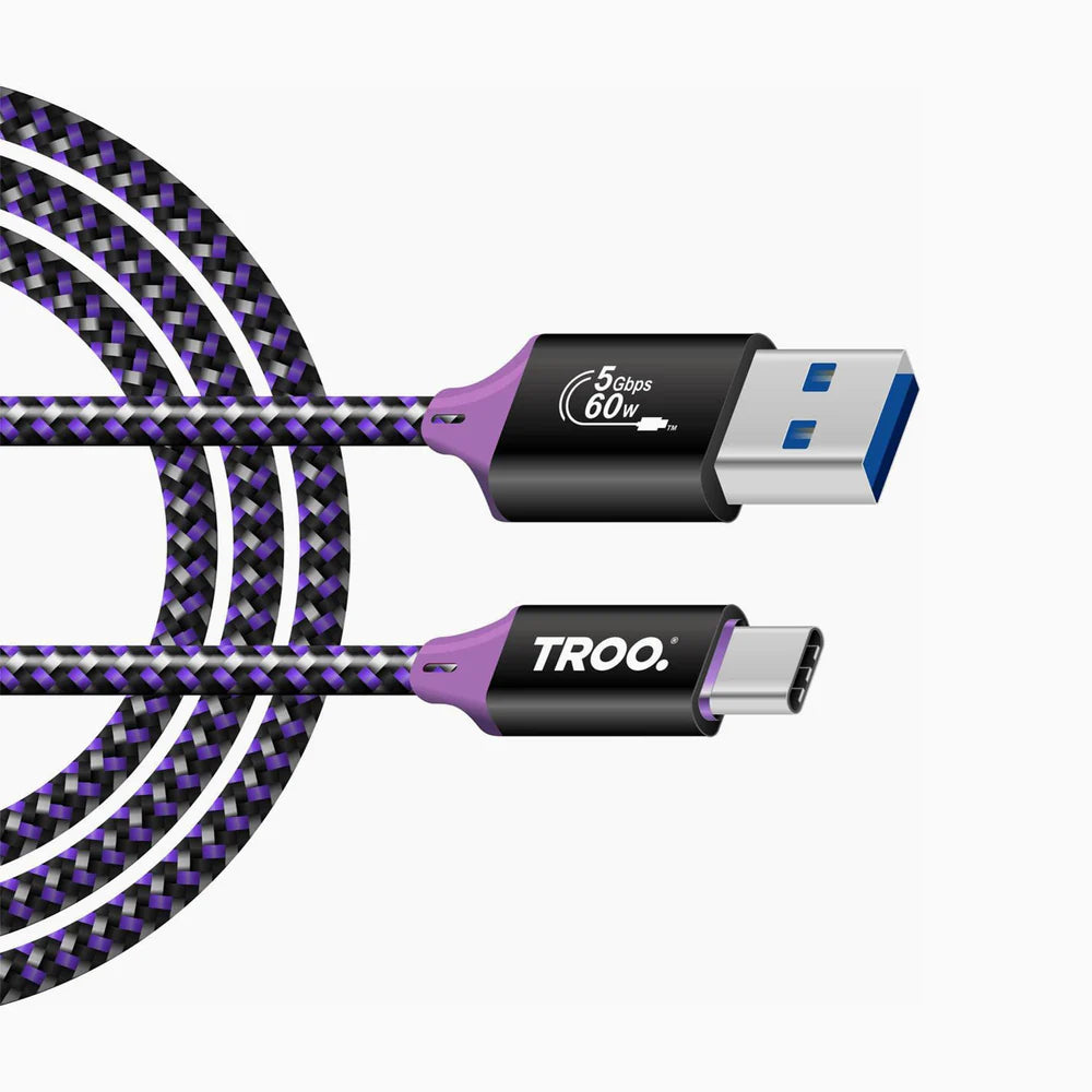 TROO 60W USB A to USB C Braided Cable